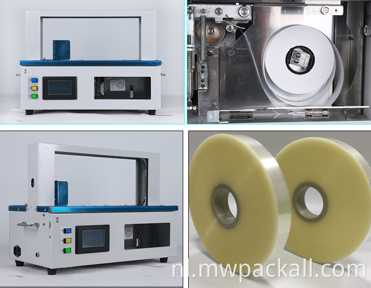 /automatische banderolleermachine automatische tafelbladbanderolleermachine/papieren kartonnen doos omsnoeringsmachine